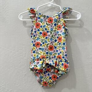 Mini Boden Floral Kids Swimsuit - Red, Blue, Yellow